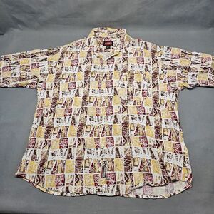 Vintage Avirex short sleeve button down shirt Aztec All Over Print‎ XXL